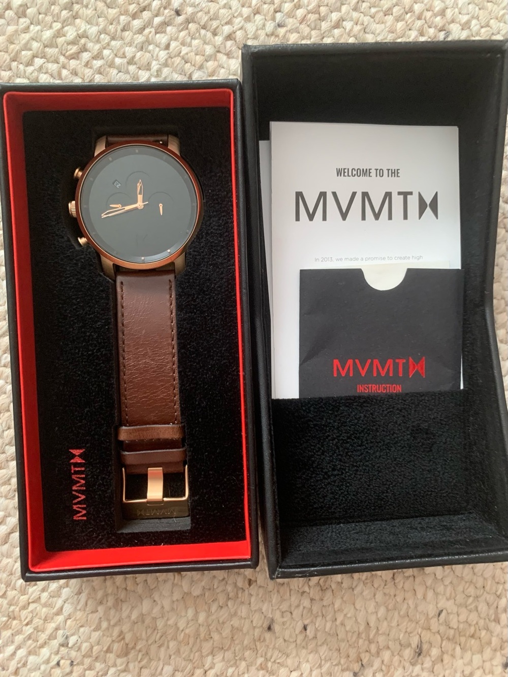 MVMT Chrono Series men's watch black with rose gold- like new